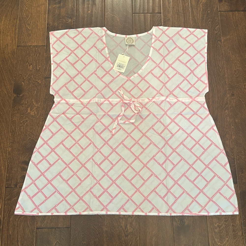 NWT TBBC Tipsy Tunic - Bamboo Proverbs with Hamptons Hot Pink - XS-S price firm